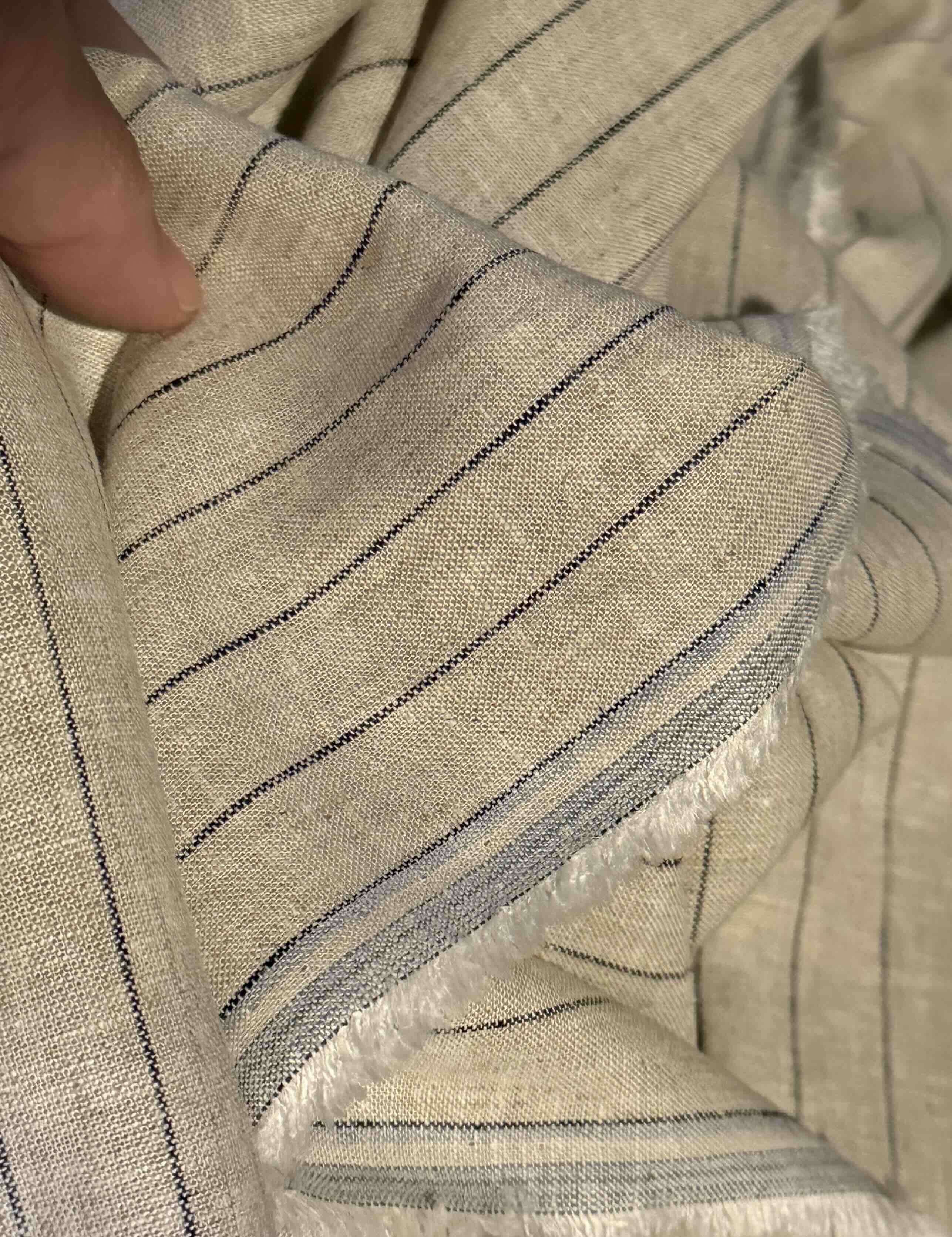 Linen Rayon blend, striped natural (cream) with black