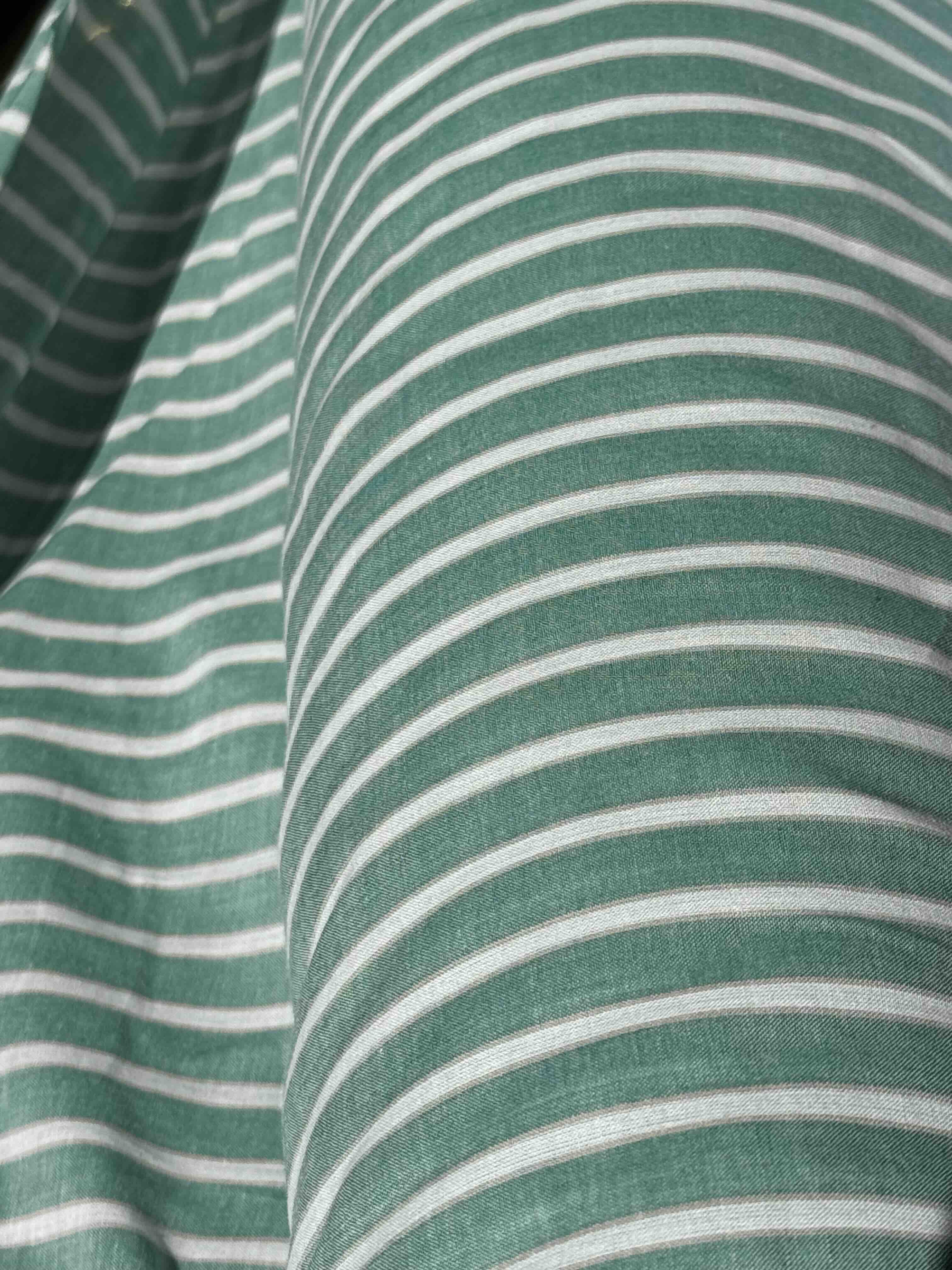 100% cotton, green and white striped voile, fabric